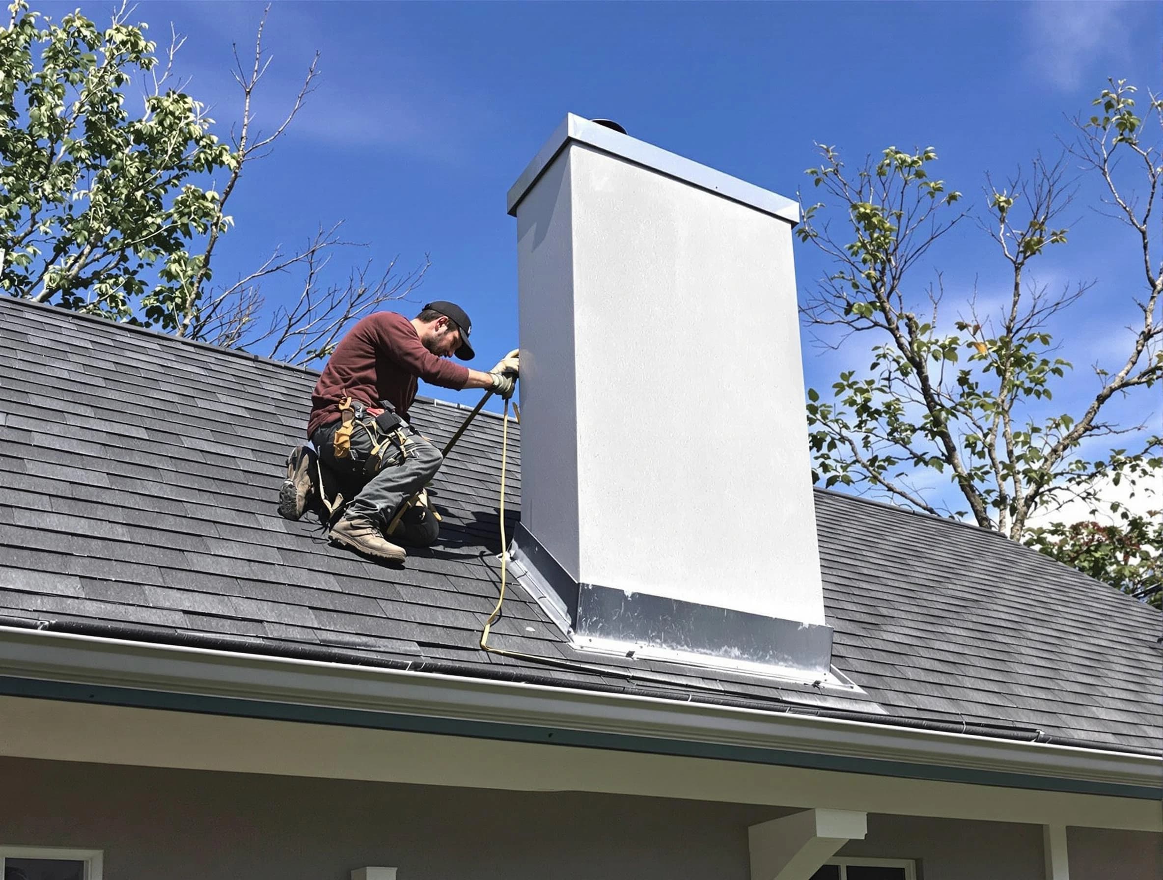 Youngtown Chimney Sweep team member finishing chimney construction in Youngtown, AZ