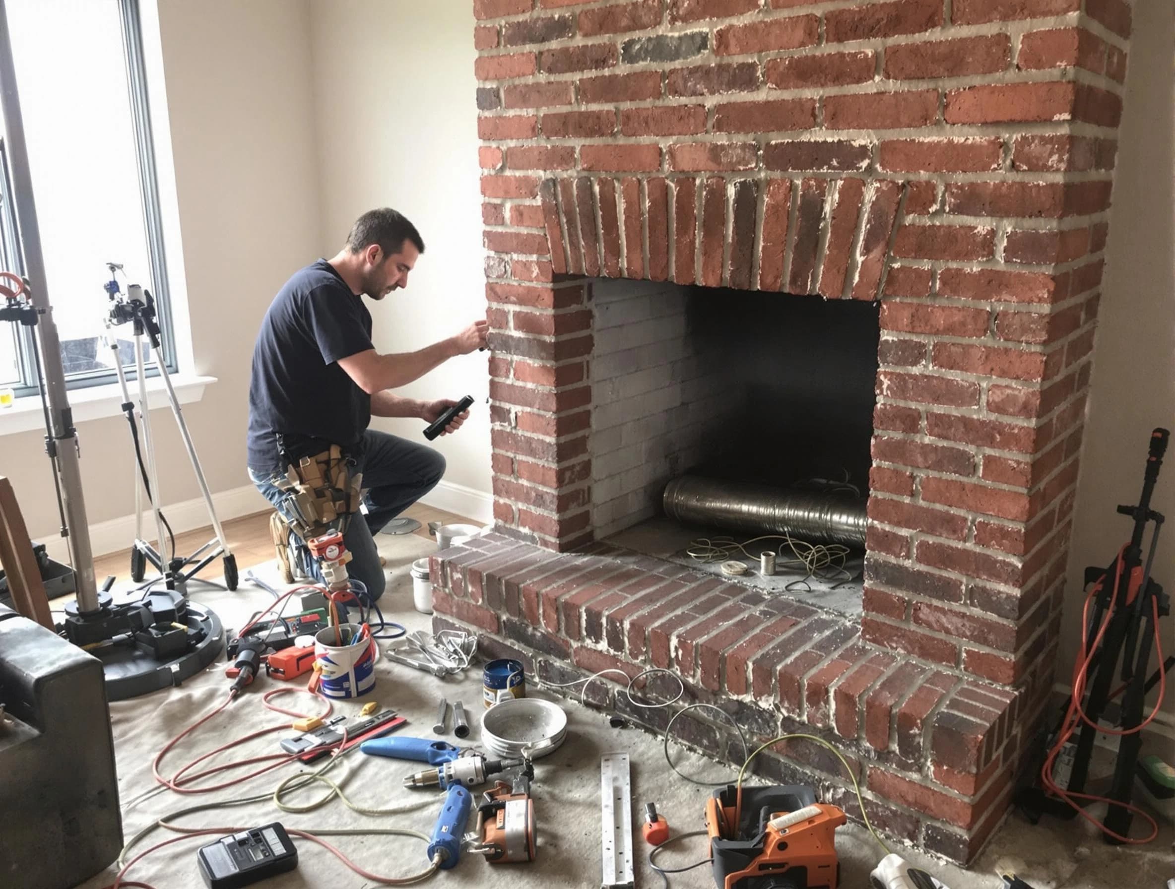 Youngtown Chimney Sweep specialist finalizing chimney liner service in Youngtown, AZ
