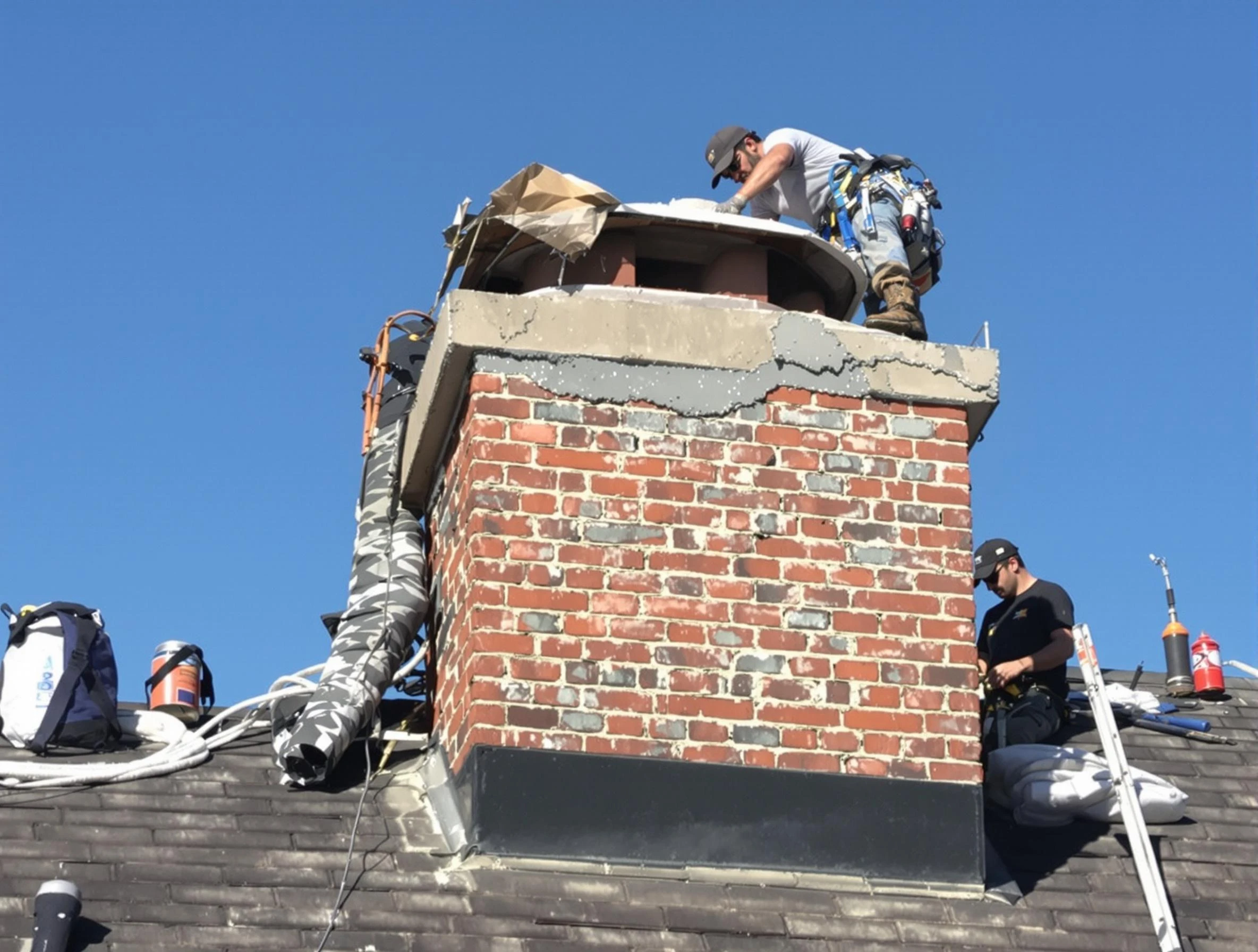 Youngtown Chimney Sweep installing a custom chimney crown in Youngtown, AZ